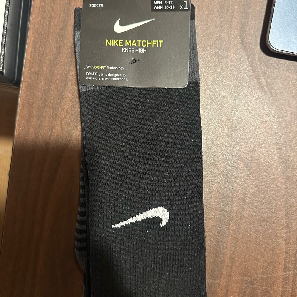 Nike MatchFit Knee High Soccer Socks - Black and White